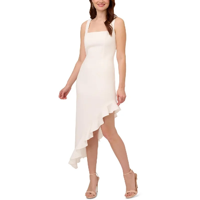 High-waisted Dresses for Flatter -Adrianna Papell Womens Asymmetric Flounce Cocktail And Party Dress