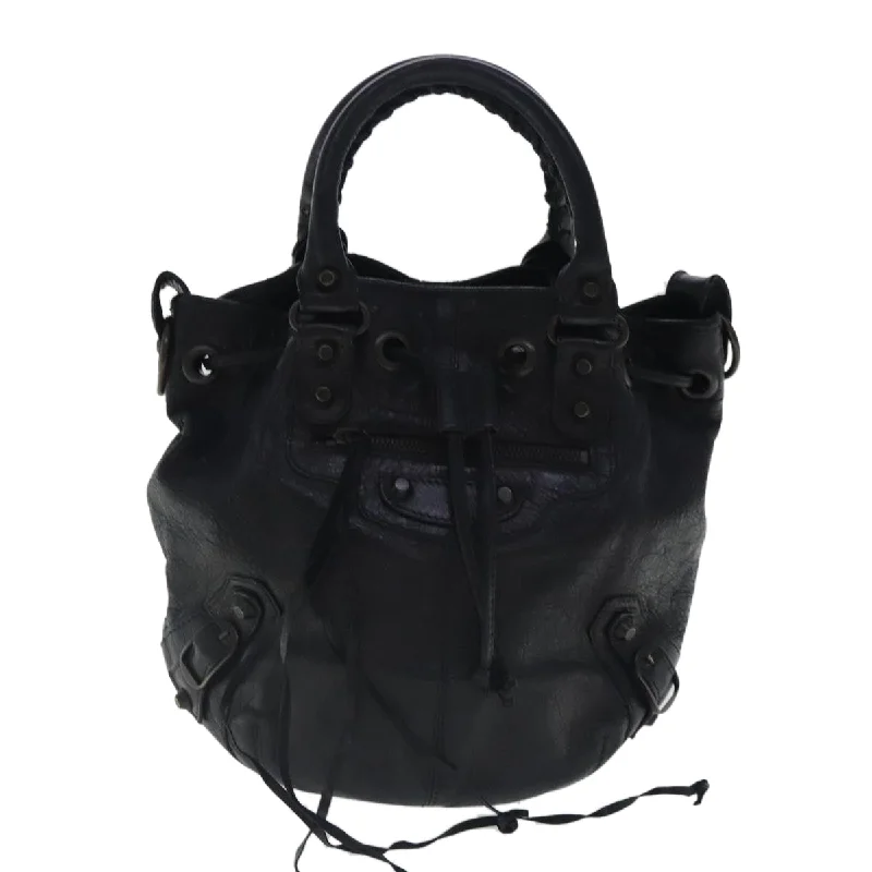 Handle bags with quilted leather for luxury -Balenciaga Pompon  Leather Shoulder Bag (Pre-Owned)