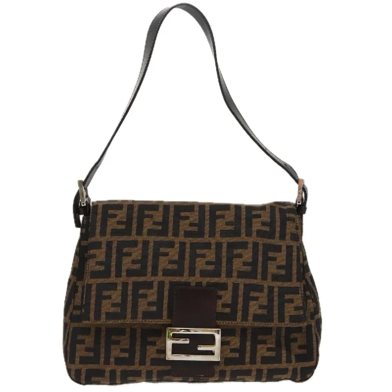 Handle bags with contrast stitching for detail -Fendi Mamma Baguette  Canvas Shoulder Bag (Pre-Owned)