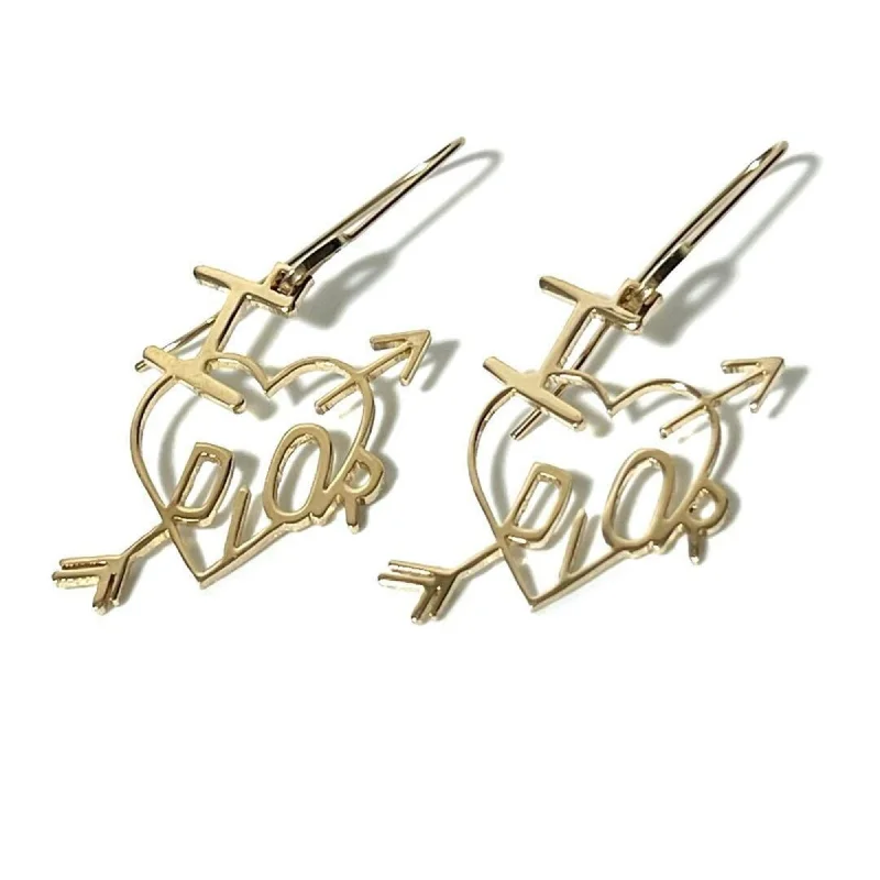 Drop Earrings with Chevron Designs -Christian Dior Metal Drop Earrings (Pre-Owned)