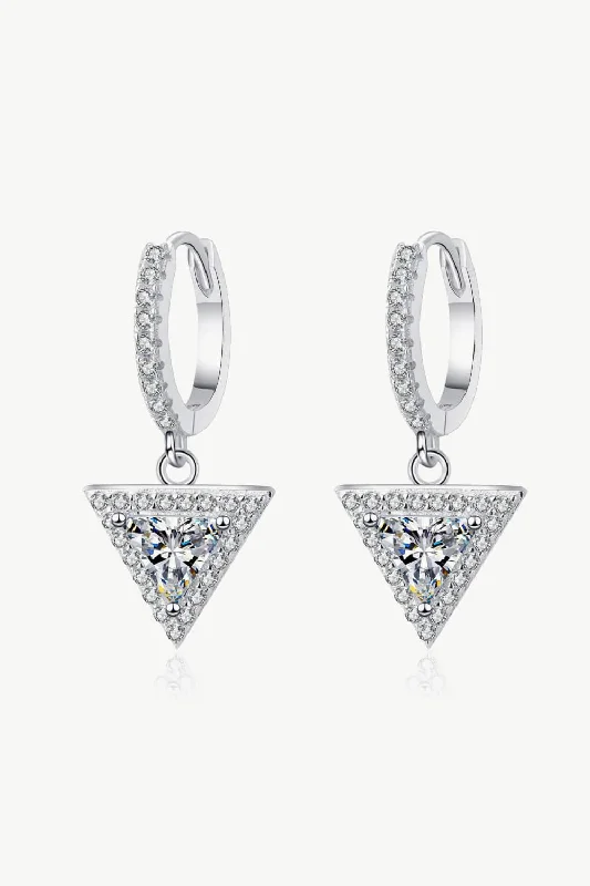 Triangular Drop Earrings for Edge -Moissanite Triangle Drop Earrings