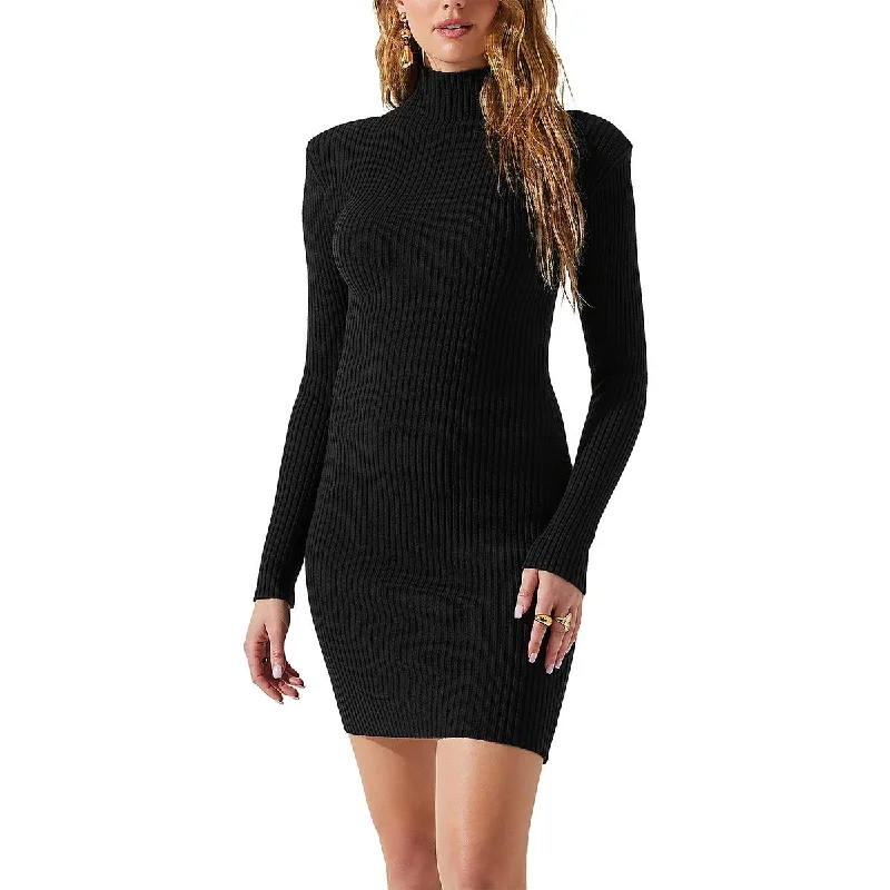 Leather Dresses for Luxury -ASTR the Label Womens Gwendolyn Turtleneck Mini Sweaterdress