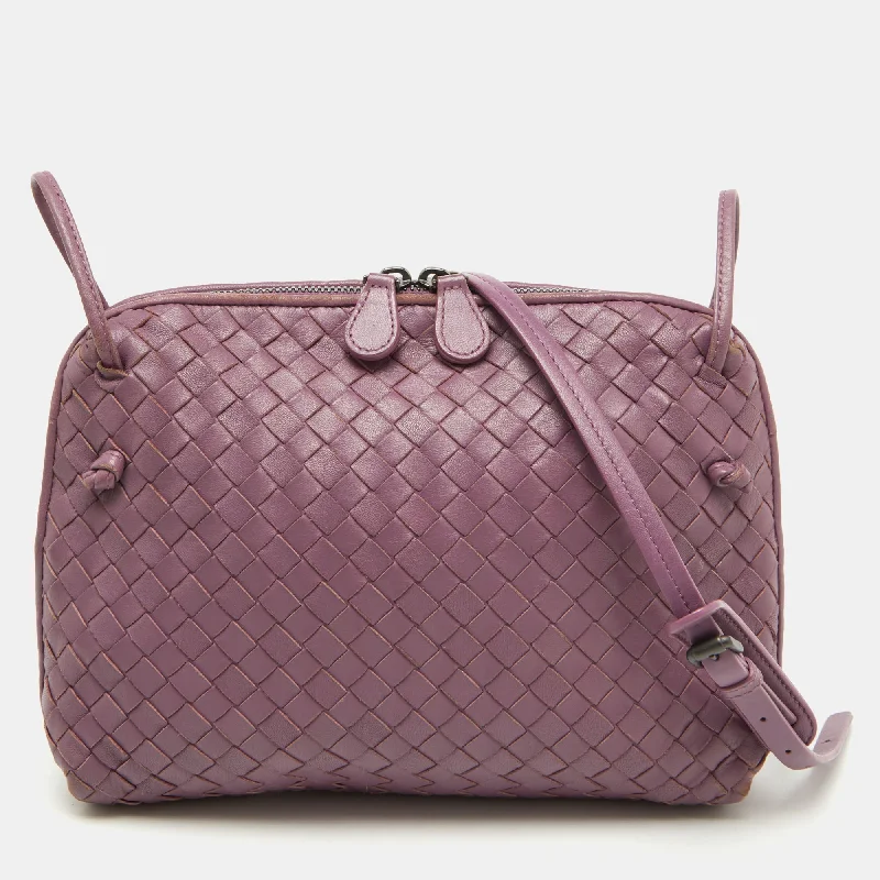 Designer handle bags with luxury logo detailing -Bottega Veneta Mauve Purple Intrecciato Leather Nodini Shoulder Bag