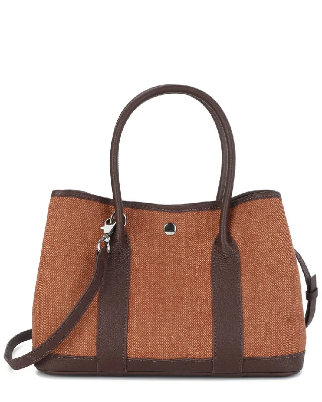 Handle bags with structured shapes for class -Tiffany & Fred Paris Pebble Cashmere & Leather Tote