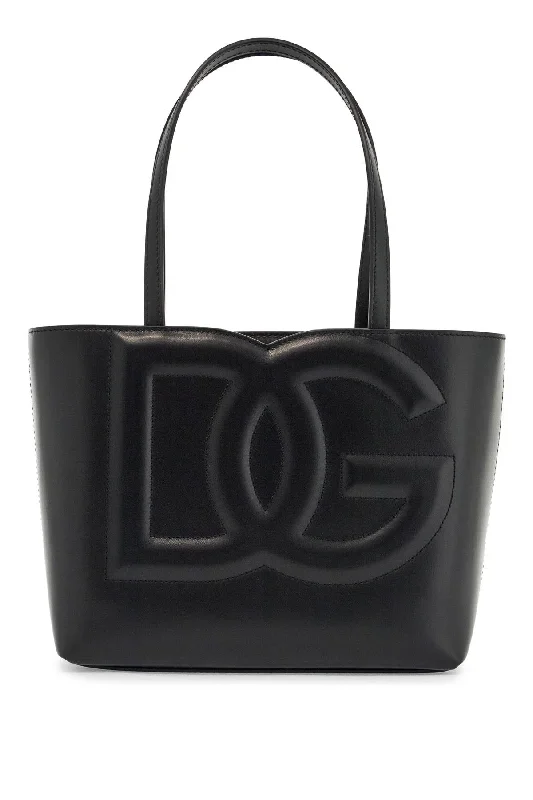 Handle bags with zipper tops for security -Dolce & Gabbana Black Smooth Calfskin Rectangular Shopping Bag