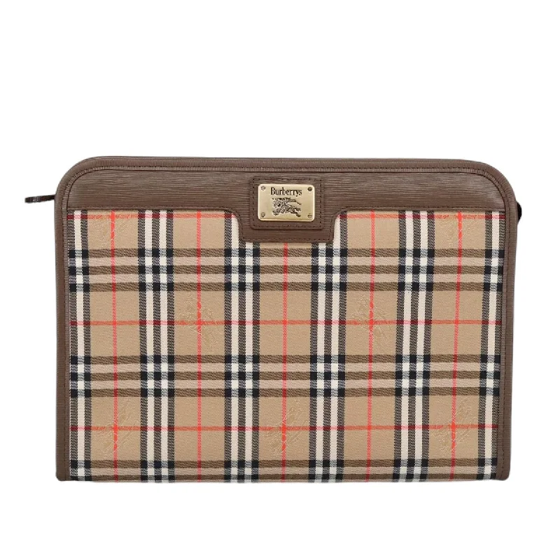 Handle bags with sleek hardware for sophistication -Burberry Nova Check  Canvas Clutch Bag (Pre-Owned)