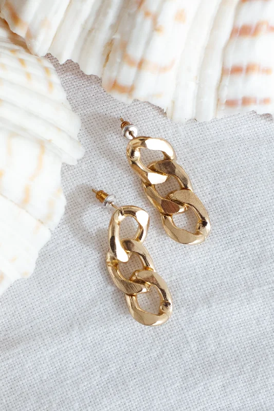 Drop Earrings for Everyday Glamour -Korah Chain Earrings Gold