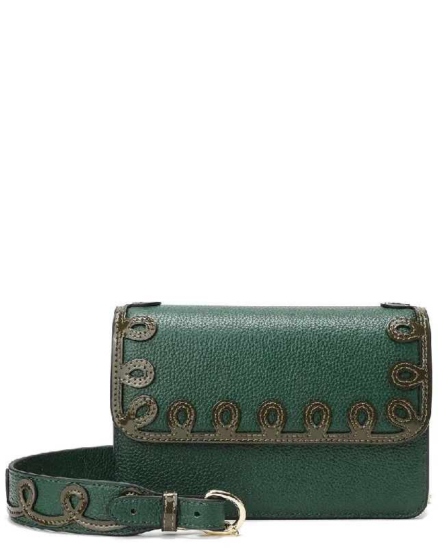 Handle bags with vintage vibes for nostalgia -Tiffany & Fred Paris Fold-Over Leather Lace-Effect Crossbody