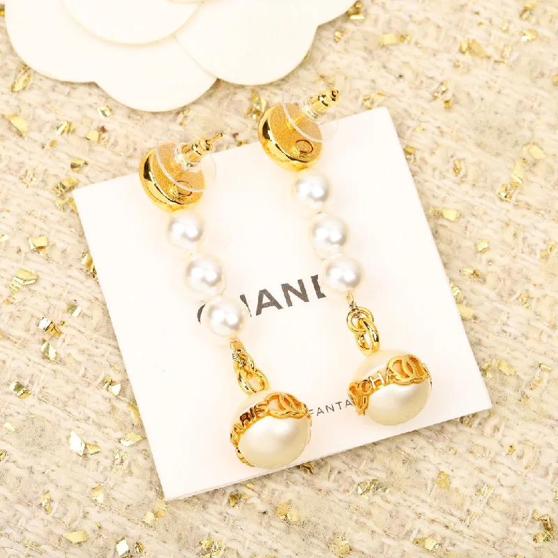 Drop Earrings for Casual Outfit -European and American Personality Celebrity 24k Diamond Pearl Earrings EH13168A54