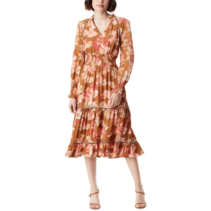 Abstract Dresses for Creative -Sam Edelman Womens Tiered Floral Print Fit & Flare Dress