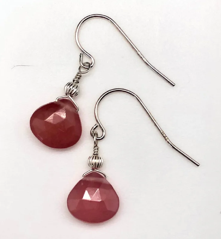 Gemstone Drop Earrings for Color -Rhodochrosite Briolette Earrings