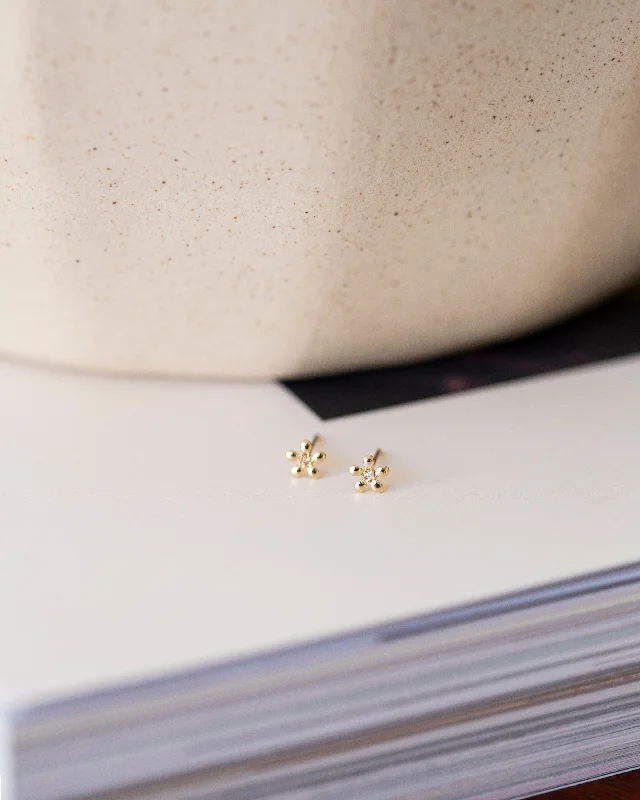 Best hoop earrings with gold-plated finishes for an affordable luxury vibe-14k Gold Tiny Flower Studs