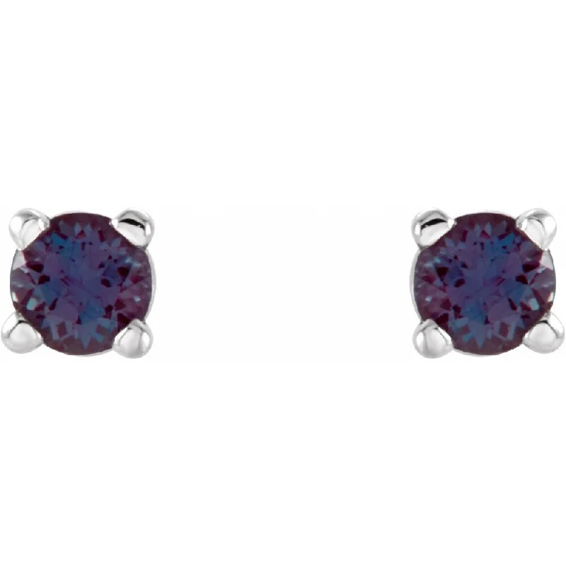 Hoop earrings with tortoiseshell designs for a chic and classic style-14k White Gold 2.5 mm Round Chatham Created Alexandrite Stud Earring for Women