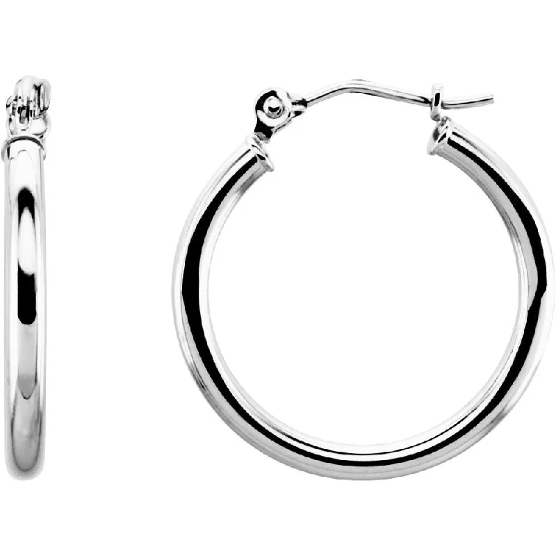 Hoop earrings with rhinestone-studded rims for a glamorous touch-14k White Gold 20 mm Tube Hoop Earring for Women