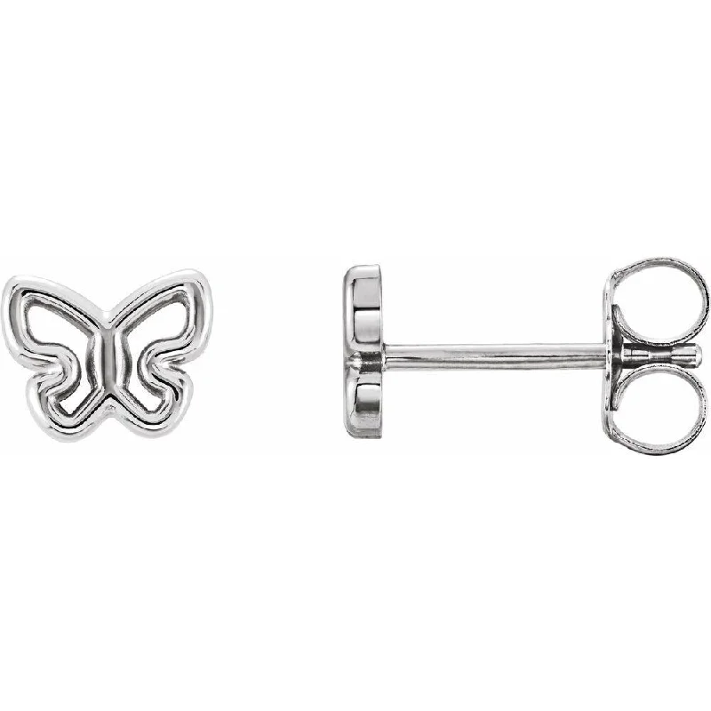 Hoop earrings with spiral designs for a dynamic and fluid look-14k White Gold 6.1x4.8 mm Butterfly Stud Earring for Women