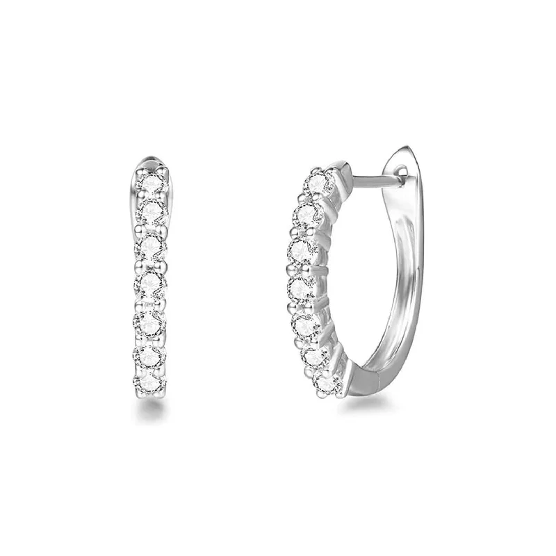 Hoop earrings with rhinestone-studded rims for a glamorous touch-14k White Gold and Moissanite Diamond Earrings