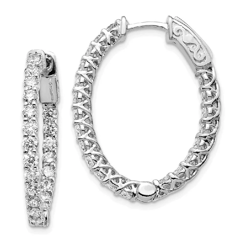 Best hoop earrings with sterling silver for an affordable and chic design-14k White Gold Lab Grown Diamond Hoop Earrings ( Clarity- SI1-SI2, Color- G-H)