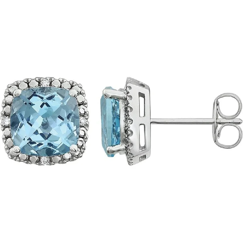 Best hoop earrings with multi-colored gemstones for a vibrant and lively touch-14k White Gold Sky Blue Topaz & .06 CTW Diamond Stud Earring for Women