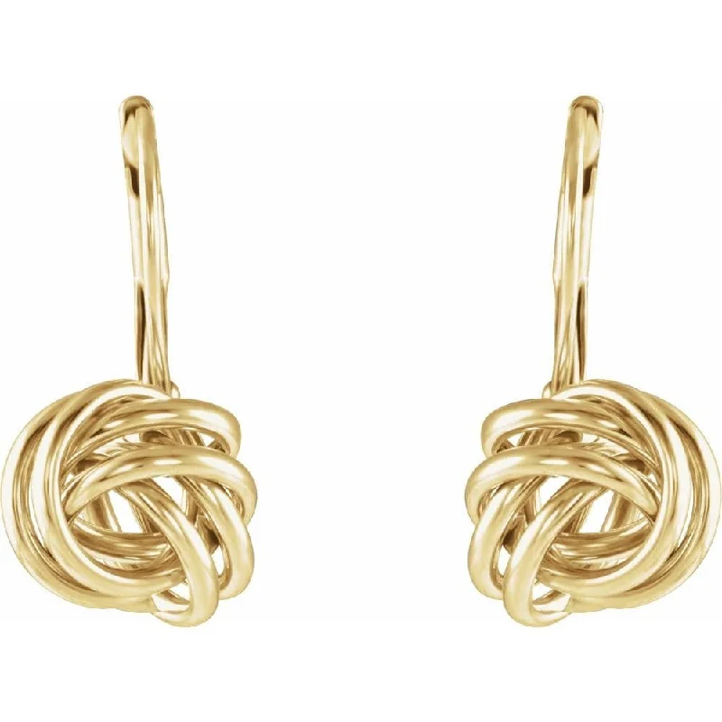 Hoop earrings with open designs for a modern, lighthearted vibe-14k Yellow Gold 10 mm Knot Lever Back Drop Earring for Women