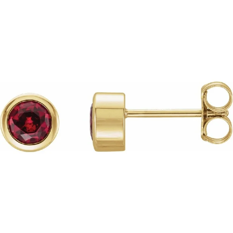 Best hoop earrings with crescent-shaped designs for a bold, moon-inspired style-14k Yellow Gold 4 mm Round Chatham Created Ruby Earring for Women