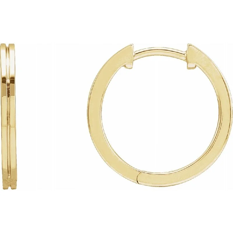 Best hoop earrings with Swarovski crystals for added sparkle and luxury-14k Yellow Gold Grooved 15 mm Hoop Earring for Women