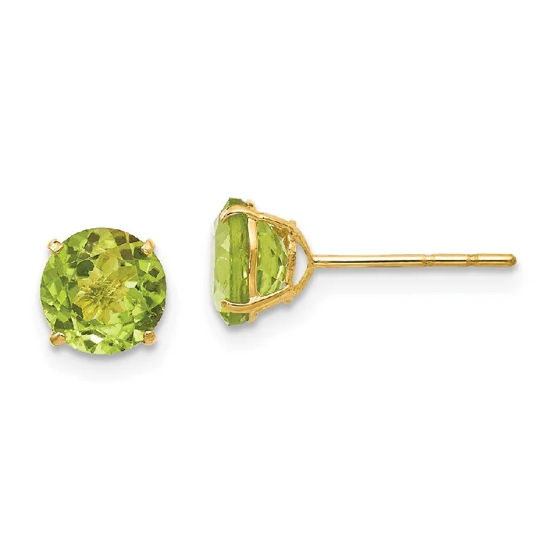 Hoop earrings with snake print designs for an edgy, wild appearance-14k Yellow Gold Madi K Round Peridot Earrings (L-6 mm, W-6 mm)