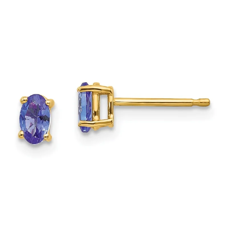 Best hoop earrings with matching bracelets for a coordinated jewelry set-14k Yellow Gold Tanzanite Earrings (L-5 mm, W-3 mm)