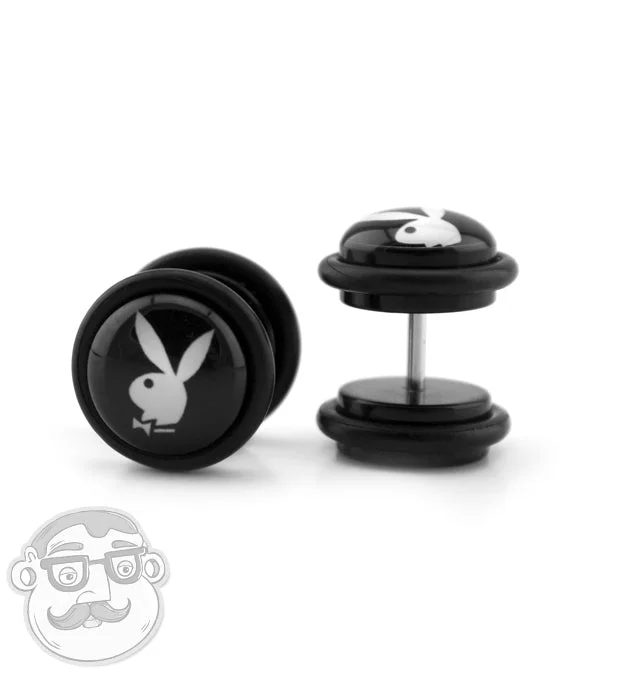 Best hoop earrings with blackened metal for an edgy and bold appearance-16G Black Playboy Fake Plugs