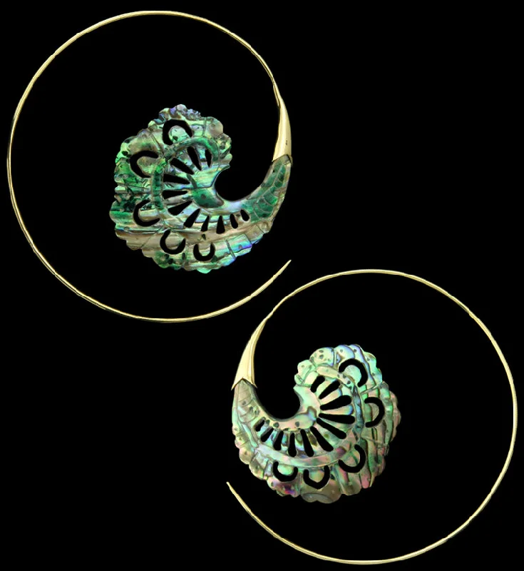 Best hoop earrings with blackened metal for an edgy and bold appearance-18G Baroque Brass Abalone Hangers / Earrings