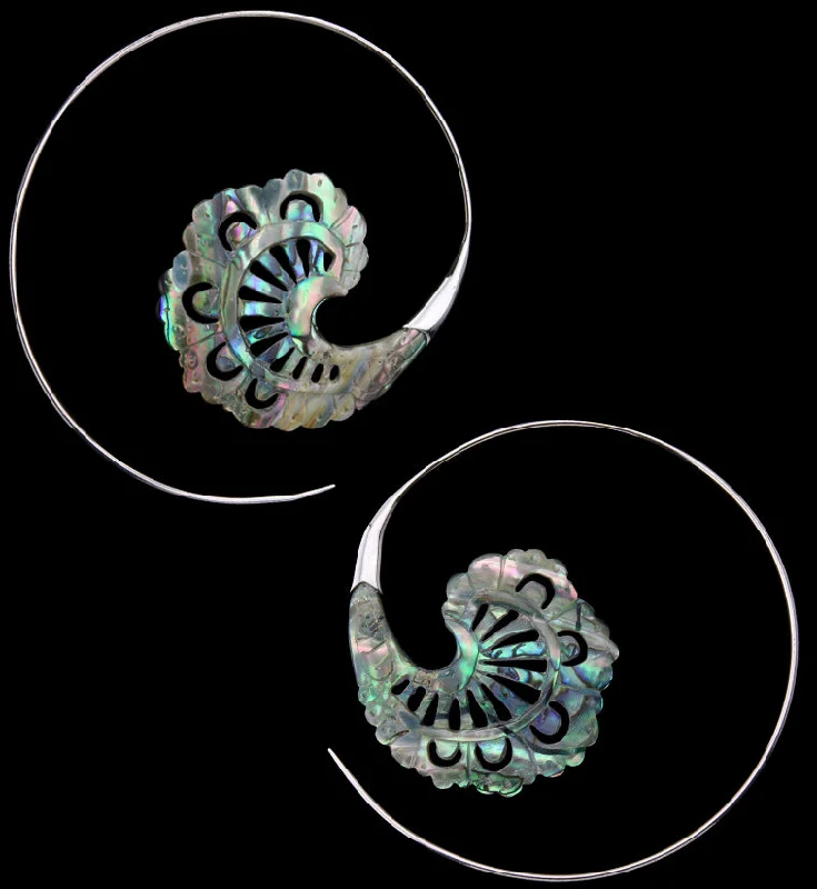 Hoop earrings with braided patterns for a detailed and textured finish-18G Baroque White Brass Abalone Hangers / Earrings