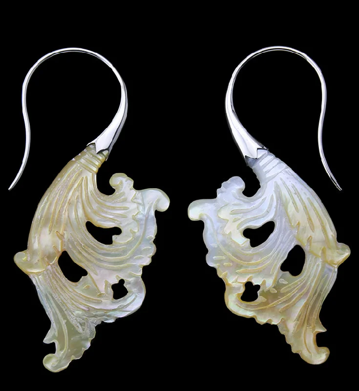 Hoop earrings with tortoiseshell designs for a chic and classic style-18G Lush White Brass MOP Hangers / Earrings