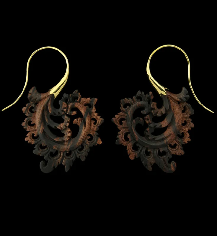 Best hoop earrings with cubic zirconia for a budget-friendly, dazzling look-18G Plume Brass Wood Hangers / Earrings