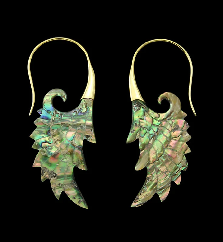 Best hoop earrings with sterling silver for an affordable and chic design-18G Wing Brass Abalone Hangers / Earrings