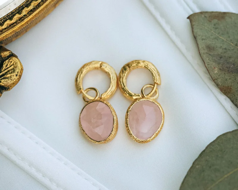 Hoop earrings with satin finishes for a smooth and elegant appearance-SHADE COLLECTION - 18K GOLD VERMEIL SILVER ROSE QUARTZ EARRINGS - BY JORGE REVILLA