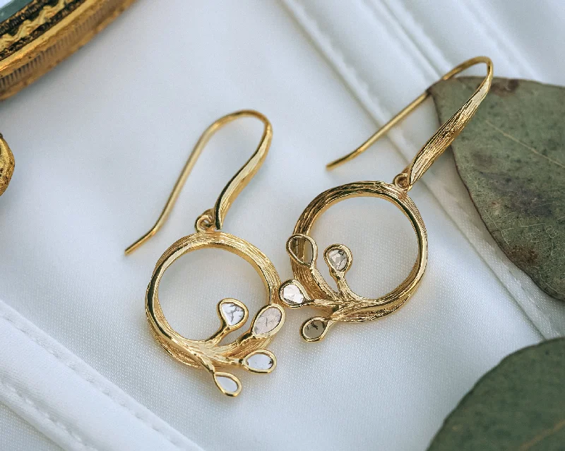 Best hoop earrings with floral designs for a feminine and delicate look-18K GOLD VERMEIL SILVER DIAMOND SLICE EARRINGS - BY JORGE REVILLA