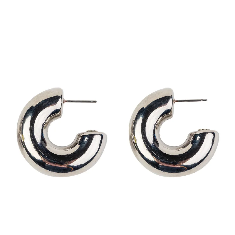 Best hoop earrings with matching bracelets for a coordinated jewelry set-Polished Silver Tube Hoop Earring