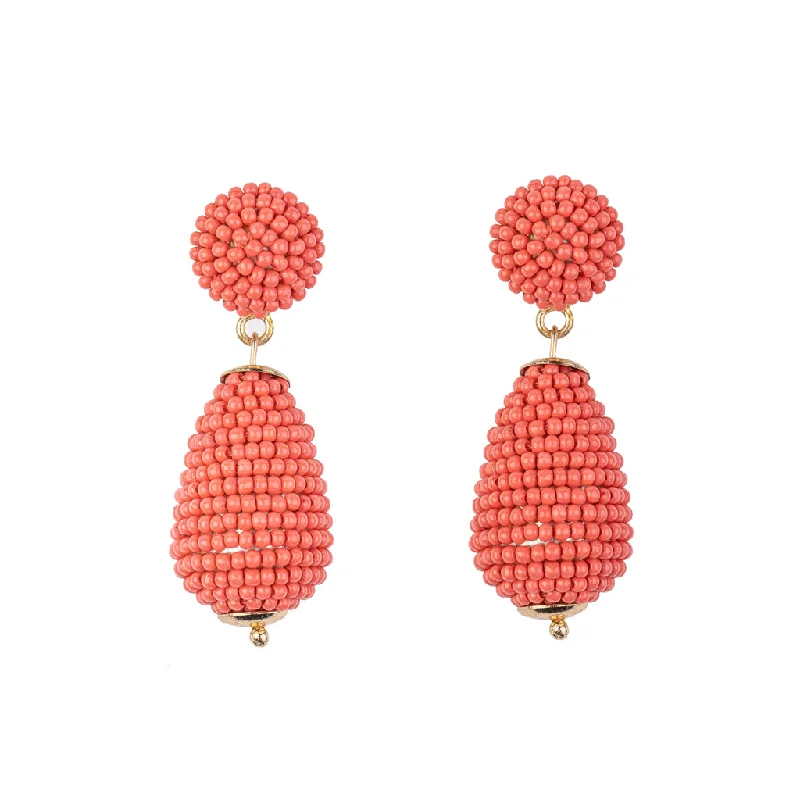 Best hoop earrings with minimal embellishments for a sleek and modern look-Coral Seed Bead Pierced Earring