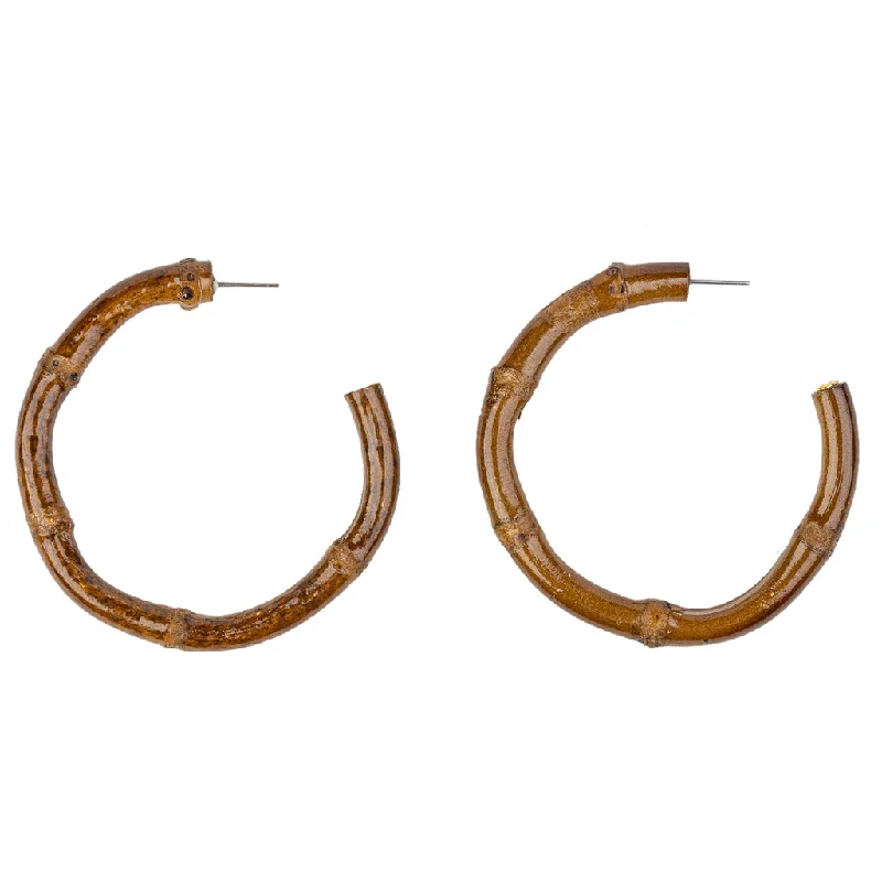 Hoop earrings with stacked layers for a bold and textured design-Bamboo Hoop Earring