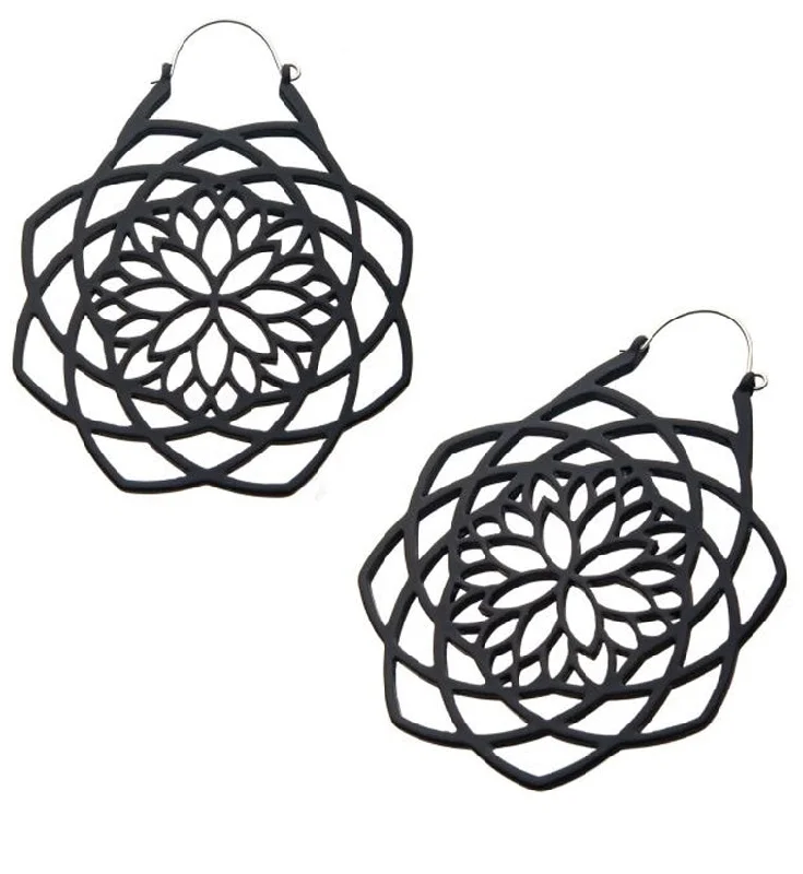 Hoop earrings with infinity loop designs for a continuous and eternal shape-20G Black Mandala Plug Hoops