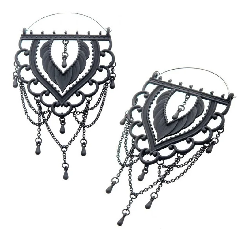 Hoop earrings with removable pendants for a versatile and customizable accessory-20G Black Matte Ornamental Plug Hoops