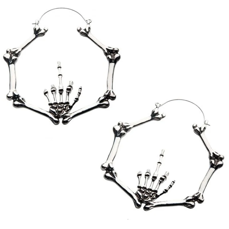 Best hoop earrings with baroque pearls for a luxurious and elegant vibe-20G Frick Off  Skeleton Plug Hoops