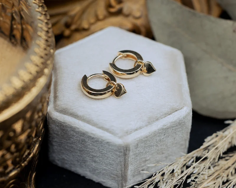 Hoop earrings with abstract wirework for an artistic, unique look-5MM SOLID METAL HEART CHARM