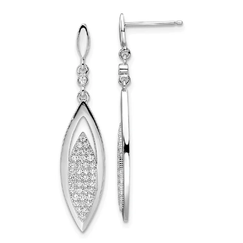 Lightweight hoop earrings for comfortable and all-day wear-925 Sterling Silver Cubic Zirconia and Brilliant Embers Dangle Earring (L-39 mm, W-8 mm)