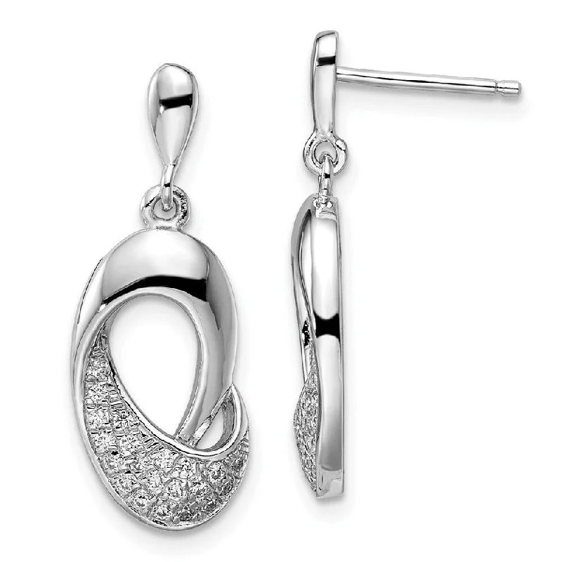 Hoop earrings with luxe velvet finishes for a rich and luxurious touch-925 Sterling Silver Cubic Zirconia and Brilliant Embers Dangle Earrings (L-23 mm, W-10 mm)