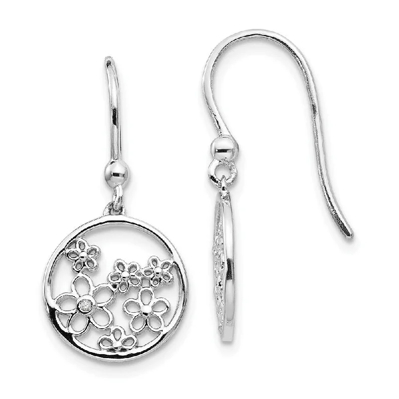 Hoop earrings with crescent moon shapes for a celestial and mystical appearance-925 Sterling Silver Diamond Earrings (L-26 mm, W-12 mm)