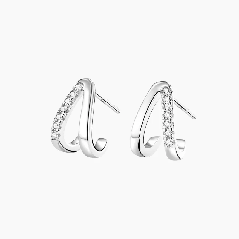 Hoop earrings with abstract wirework for an artistic, unique look-Women's Washer Curved Earrings