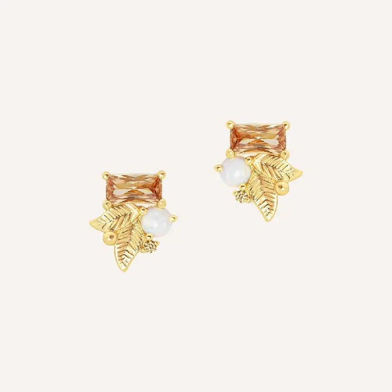 Best hoop earrings with gemstone accents for a colorful and elegant appearance-Abundance Leaf Studs