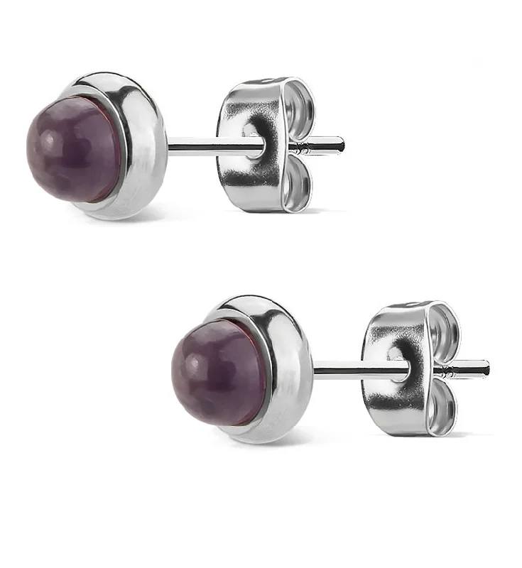 Hoop earrings with gold accents for a warm, elegant statement piece-Amethyst Stone Earrings