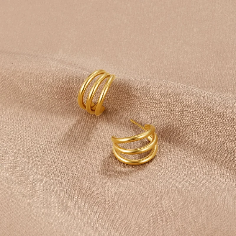 Small hoop earrings for a delicate and understated everyday wear-Anaya Triple Gold Hoop Earrings