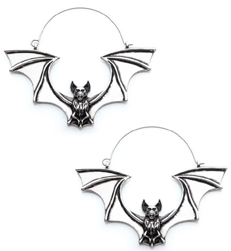 Hoop earrings with faceted crystals for added sparkle and shine-Bat Wings Plug Hoops